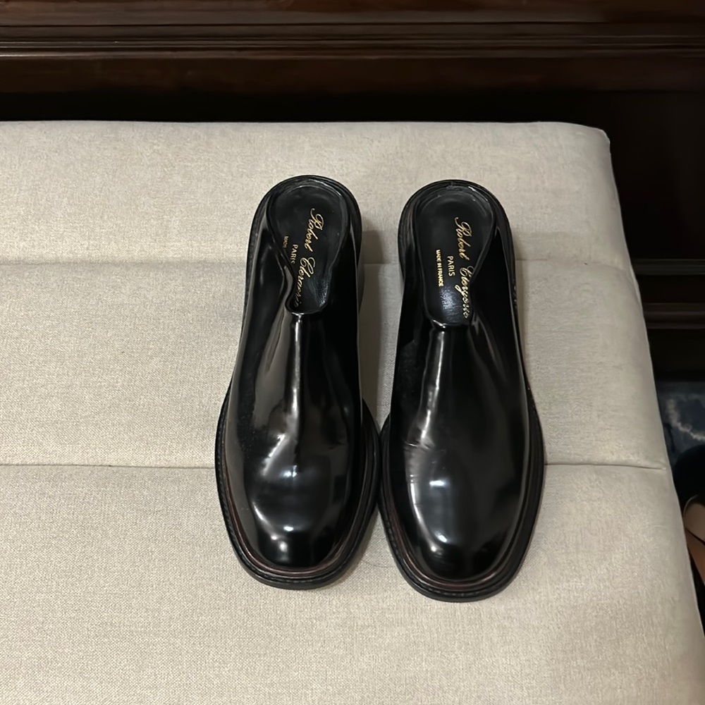 Robert Clergerie Black Leather Mules